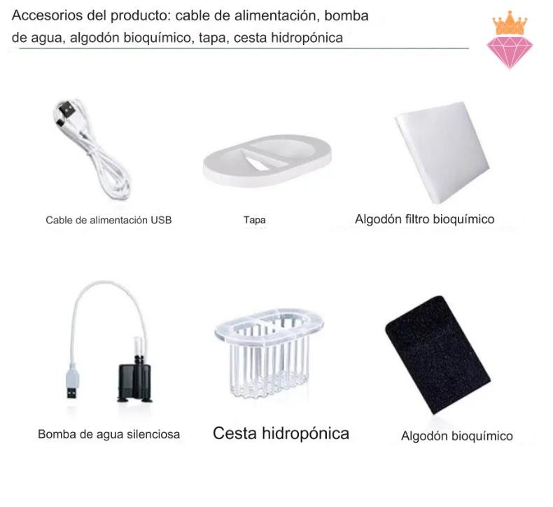 Mini Pecera para Escritorio Fifi, Luz LED y Filtro Bioquímico