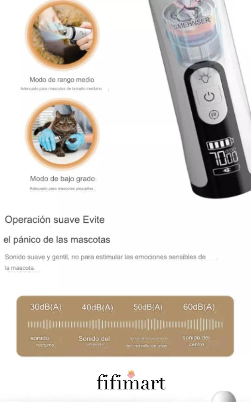 Molinillo de Uñas Eléctrico para Mascotas con Luz LED | Lima Recargable USB para Perros y Gatos